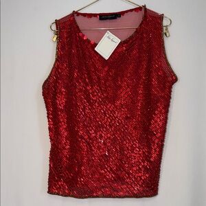 🌹 Luisa Spagnoli Red Sequin Sleeveless Camisole